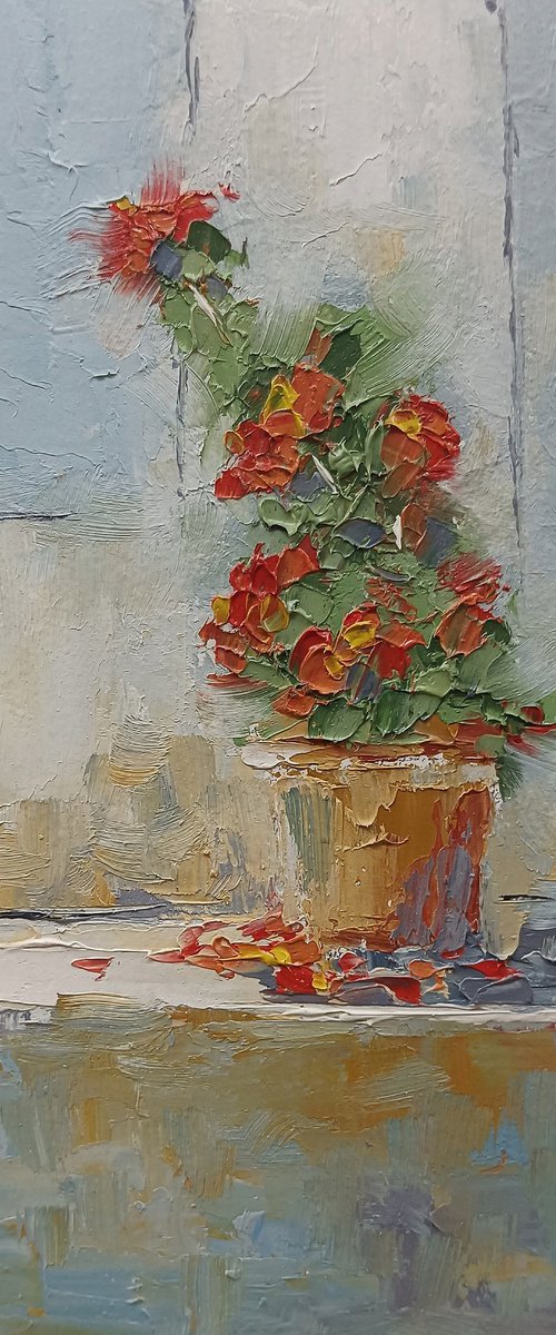 Small oil painting with flowers by Marinko Šaric