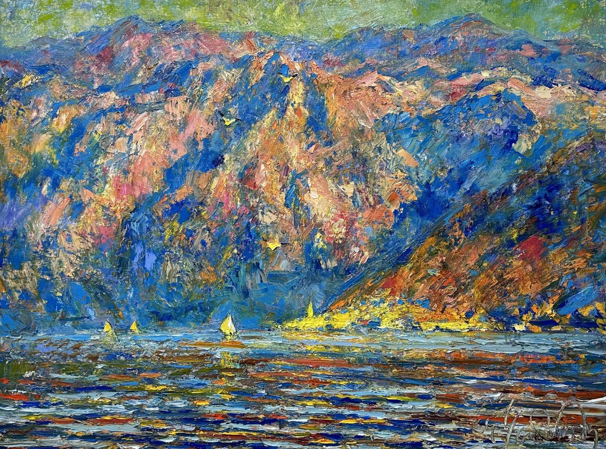 Impressionistic Landscape Oil Painting By Andrii Chebotaru, 31 X 24, Sea Symphony, Original Artwork