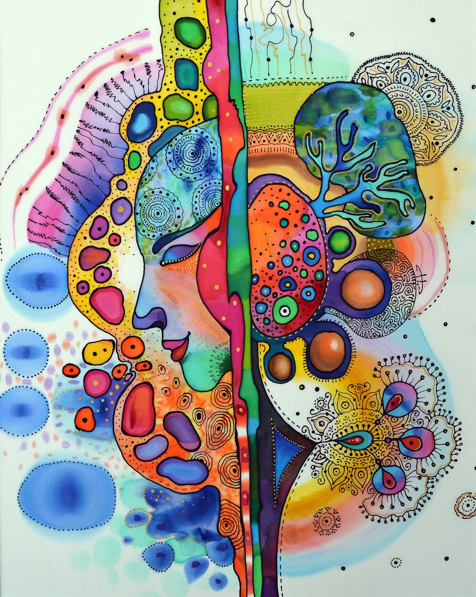 Urban And Pop Portrait Watercolour By Silvia Pavlova, 20 X 28", "Echoes", Original Artwork