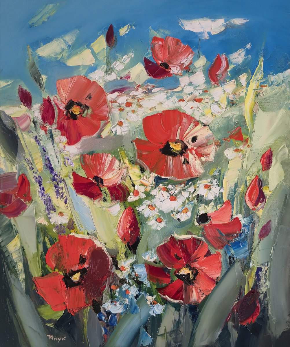 Poppies And Daisies Meadow By Hayk Miqayelyan, 20 X 24, Artwork For Sale On Artfinder