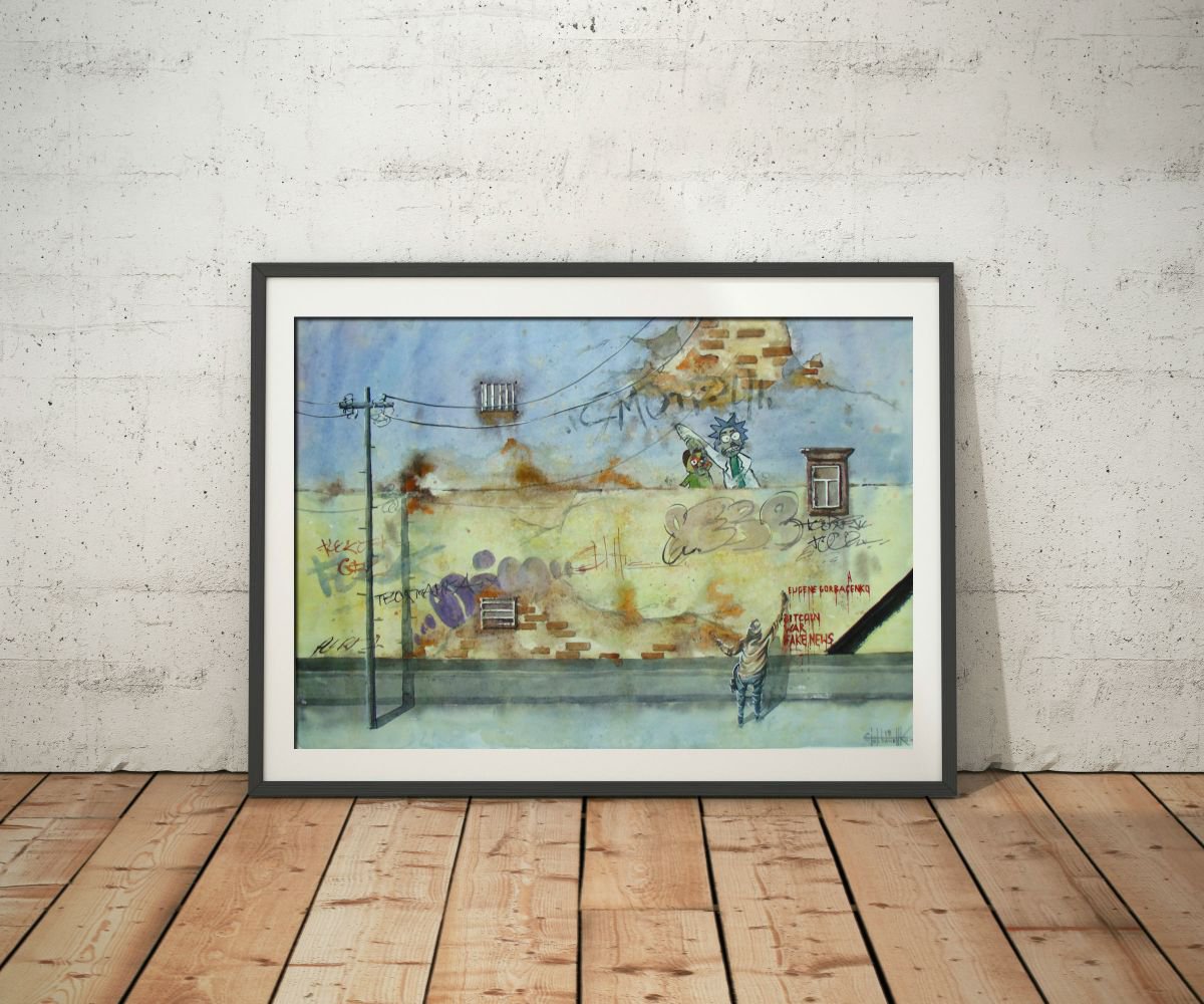 Photorealistic Cityscapes Watercolour By Eugene Gorbachenko, 24 X 17, Reflection (2019) Watercolor 42*60Cm, Original Artwork