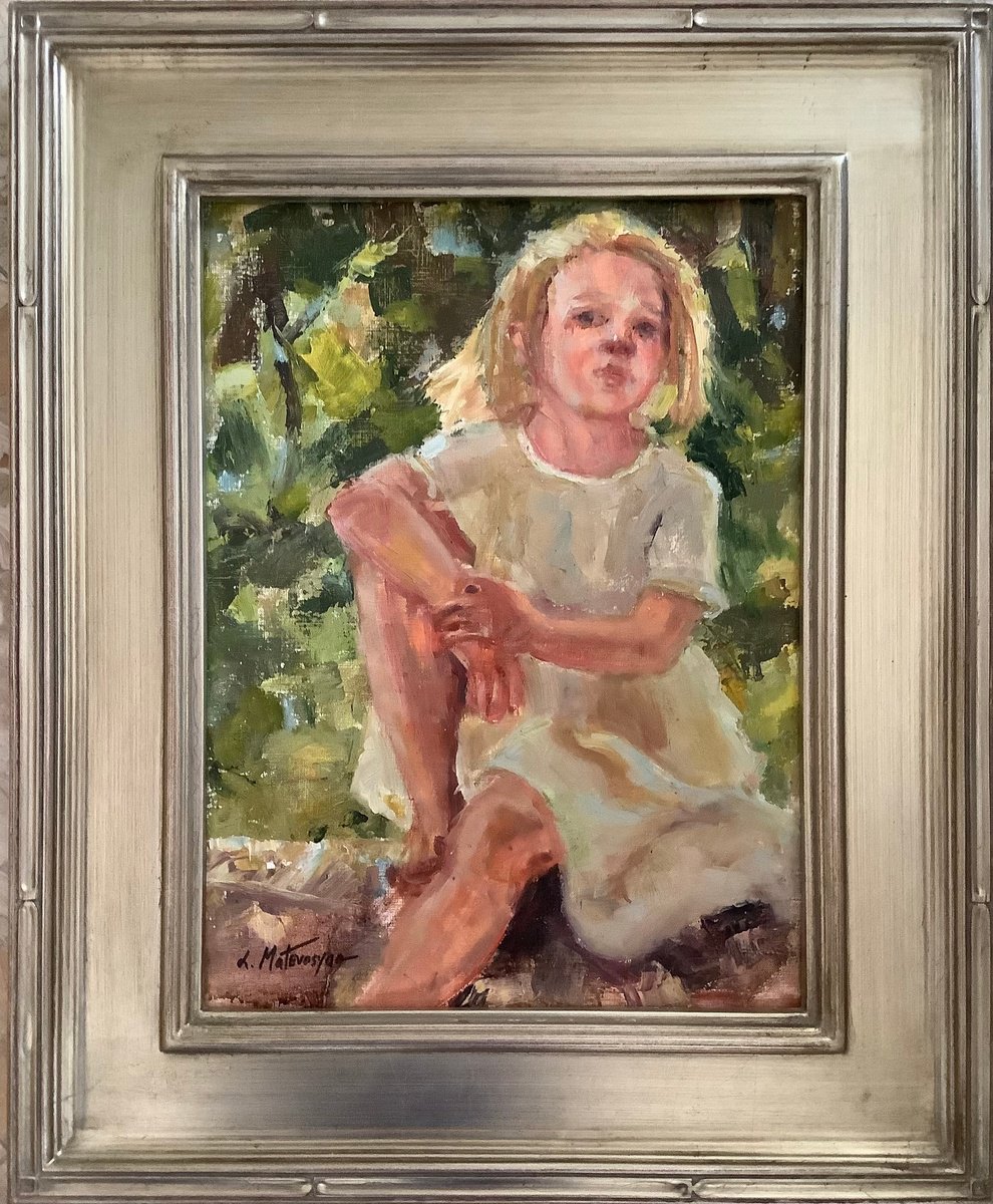 Impressionistic Portrait Oil Painting By Lia Matevosyan Haselton, 19 X 23", Innocence, Original Artwork