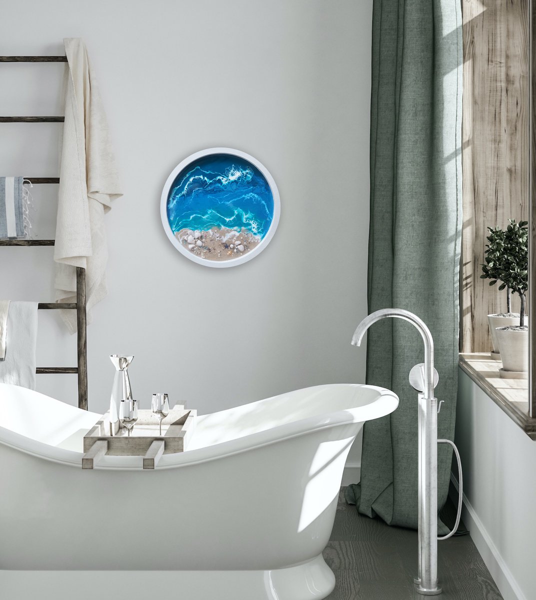 My sea - original artwork, framed, ready to hang by Delnara El
