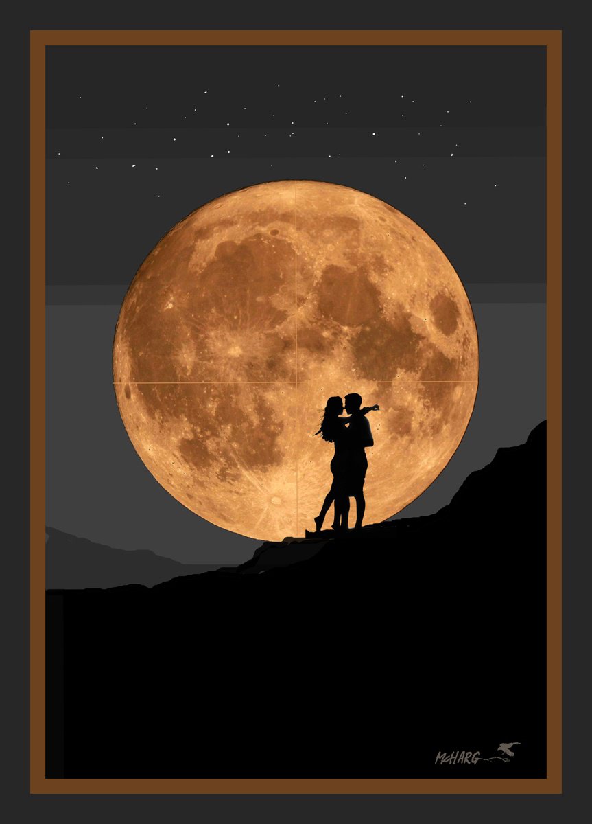 Expressive Portrait Painting By Joe Mcharg, 30 X 42, Romantic Moon, Original Artwork