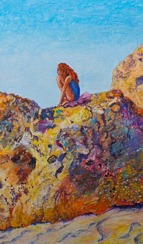 Girl on Coastal Rocks by Anastasiia Aguf