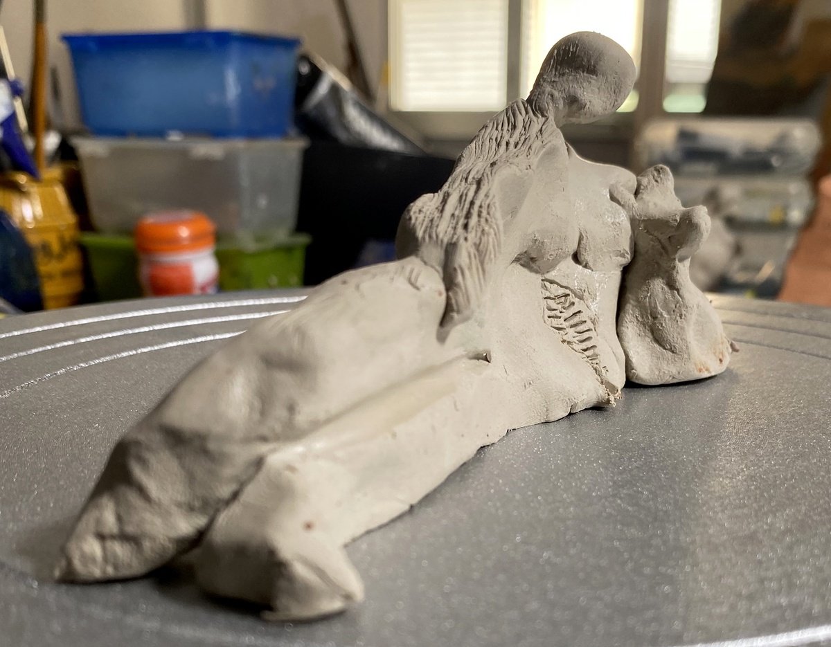 Abstract Clay Sculpture , Una Donna Col Cane By YS?rei, 7 X 2, Artwork For Sale On Artfinder