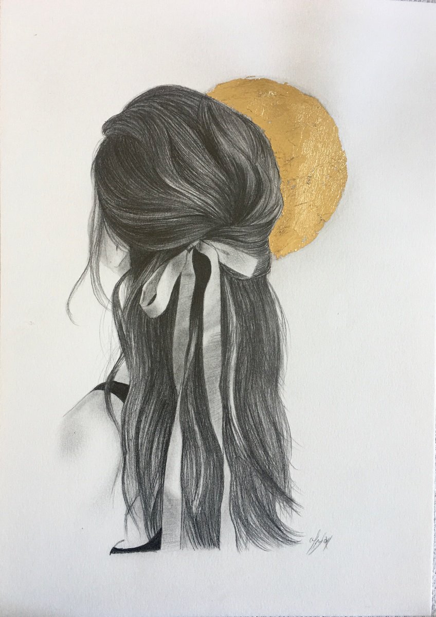 Photorealistic Portrait Pencil Drawing By Amelia Taylor, 8 X 12, Girl With Ribbon, Original Artwork