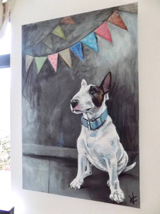 Bull terrier painting called 'The Celebration'