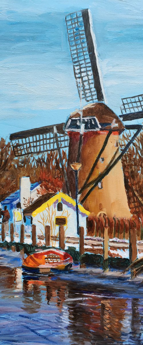 Winter windmill in Maasluis by Elena Sokolova