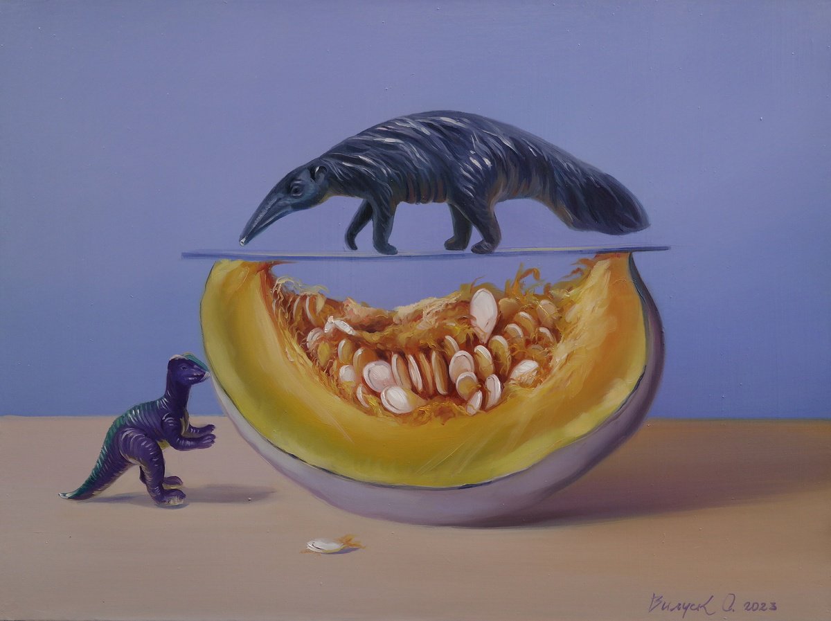 Photorealistic Still Life Oil Painting By Lena Vylusk, 16 X 12", "Treat", Original Artwork