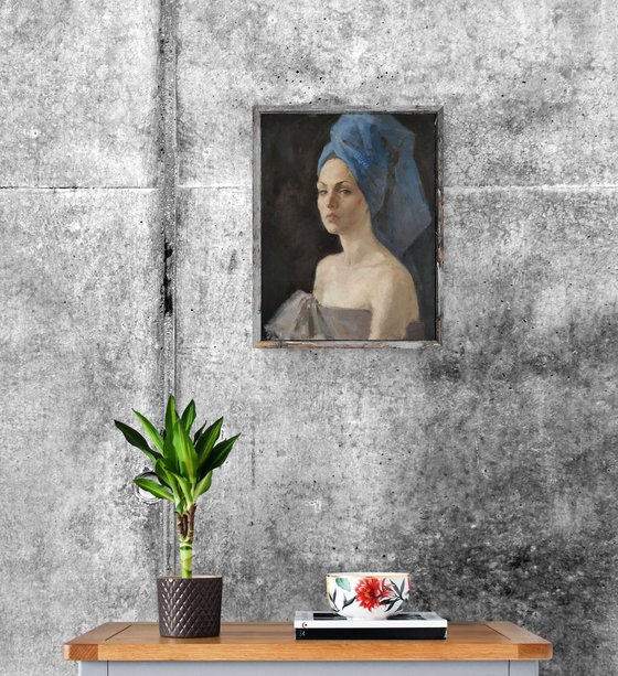 Portrait of a woman in blue