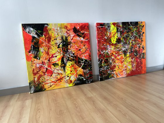 Diptych-Fire in the Dark