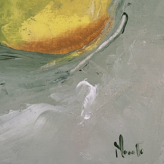 Still life bright lemons fruits palette knife