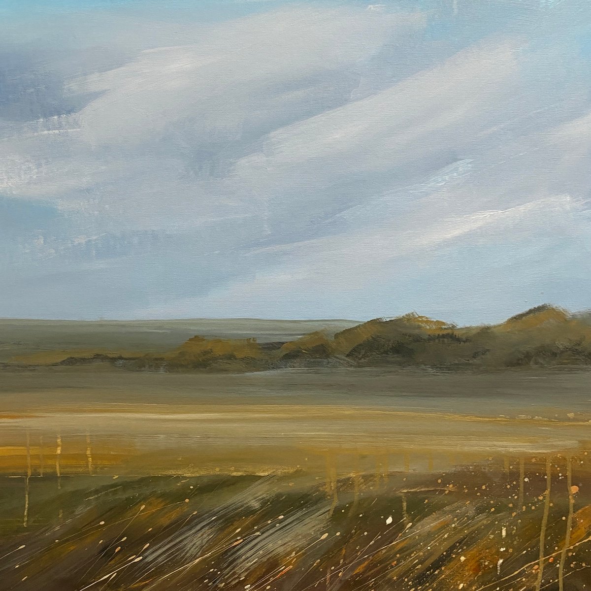 Impressionistic Landscape Acrylic Painting By Helen Mount, 24 X 24, Autumn Talks/9, Original Artwork