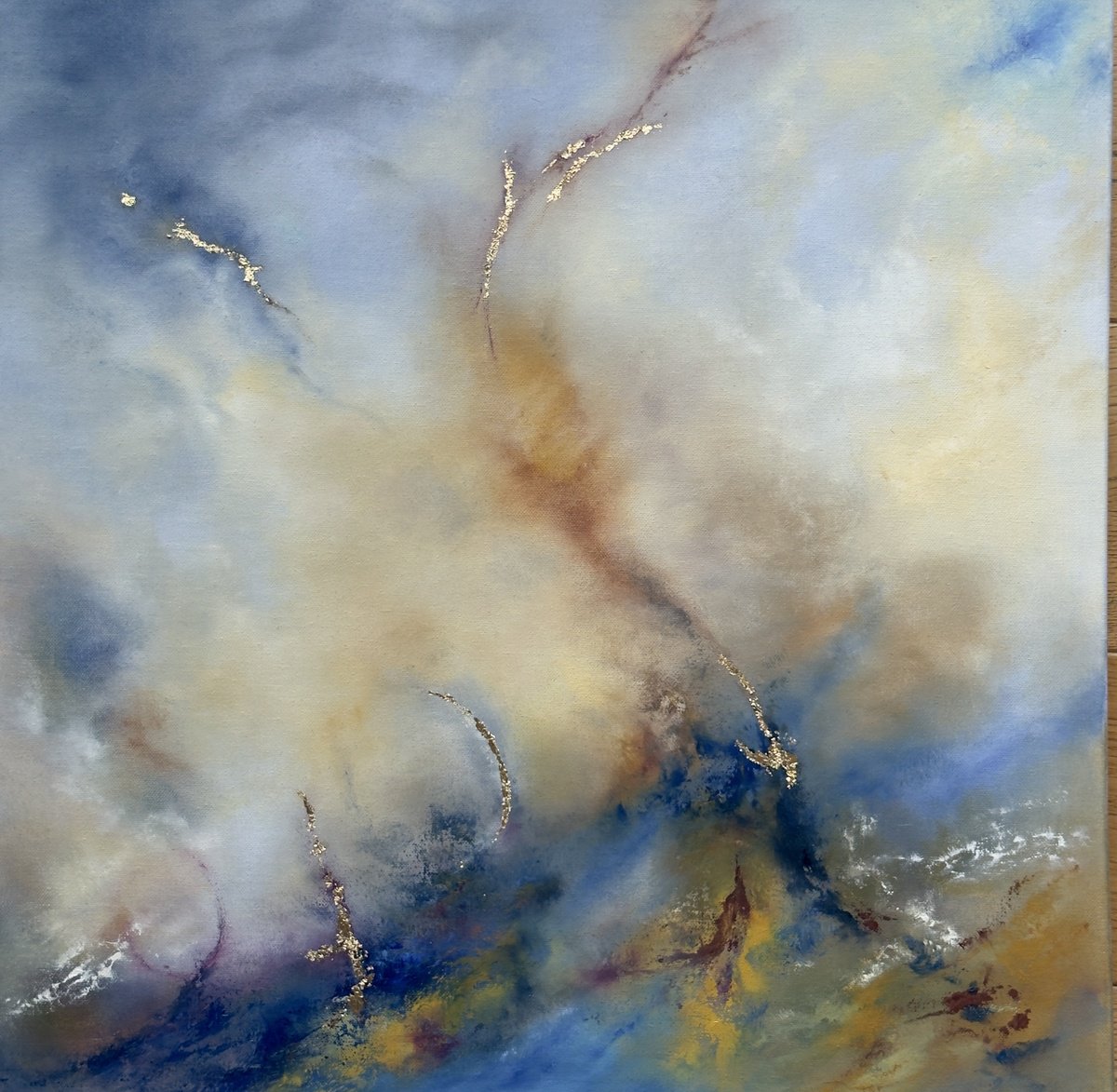 Abstract Oil Painting By Carol Staines, 24 X 24, Reaching Out, Original Artwork