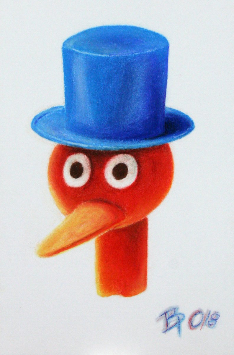 Photorealistic Animal Pastel Drawing By Paolo Borile, 6 X 9", Sketch For "Lucky Bird" - 5, Original Artwork