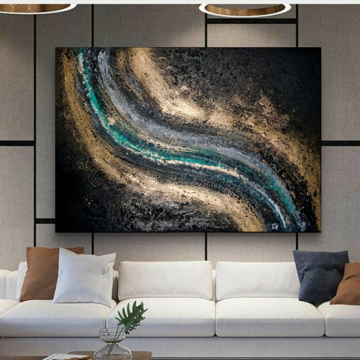 Abstract Acrylic Painting By Eleni Denart, 59 X 39, Gamma, Original Artwork