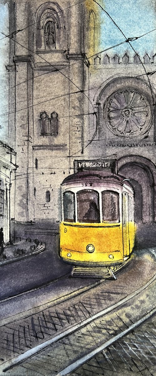 Lisbon. Tram number 12. Cityscape of Portugal by Natalia Veyner