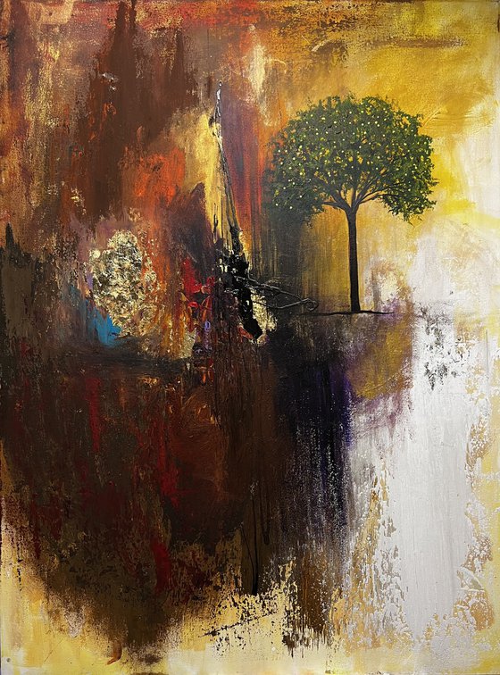 abstract sunset tree neutral