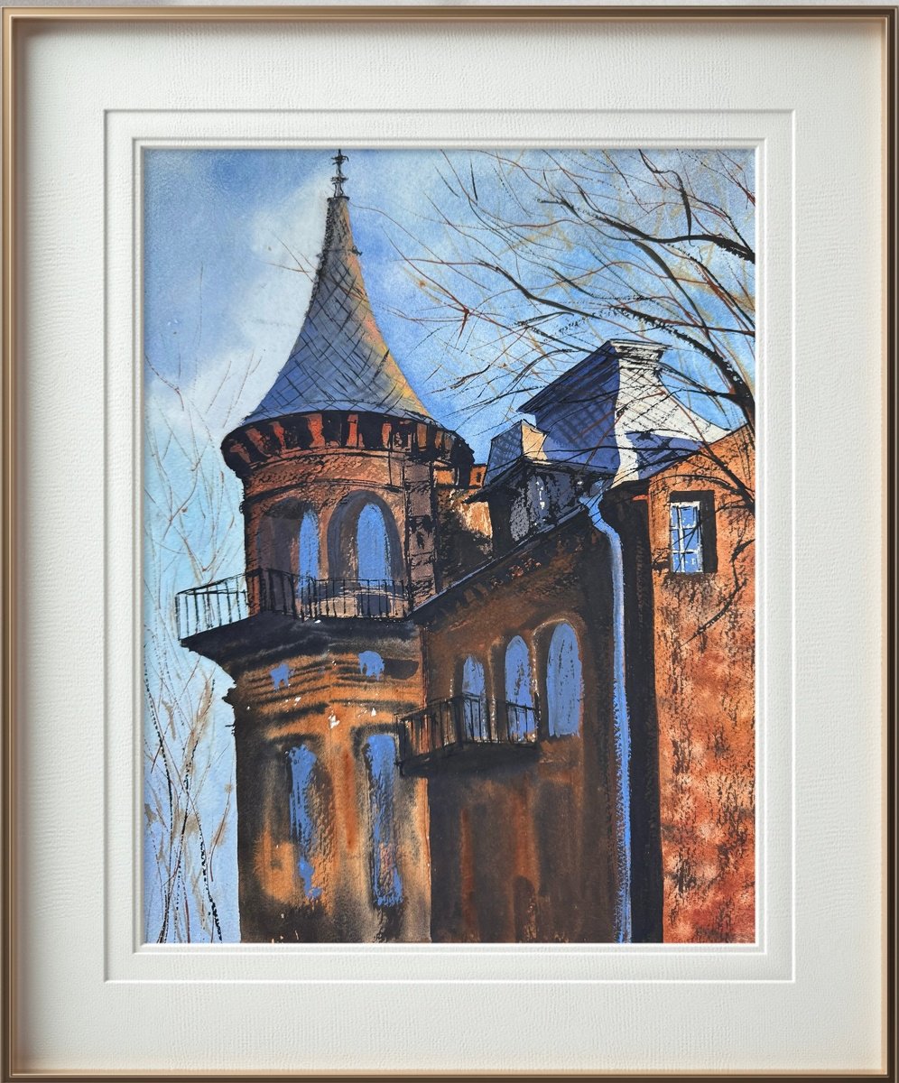 Cityscapes Watercolour By Yuliia Sharapova, 16 X 20", Kyiv Is Ukraine Castle Of Duke, Original Artwork