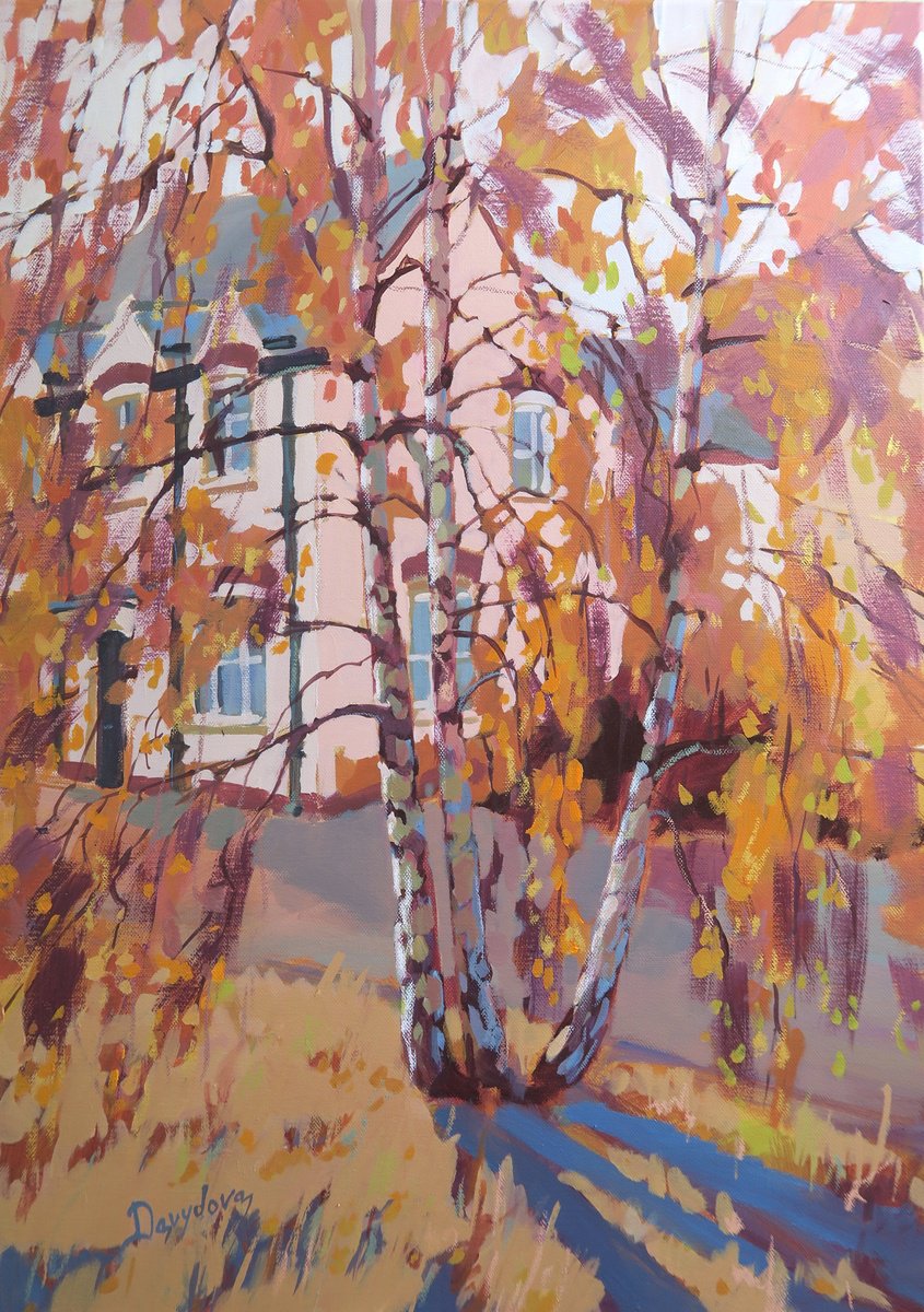 Autumnal Birch Trees by Diana Davydova