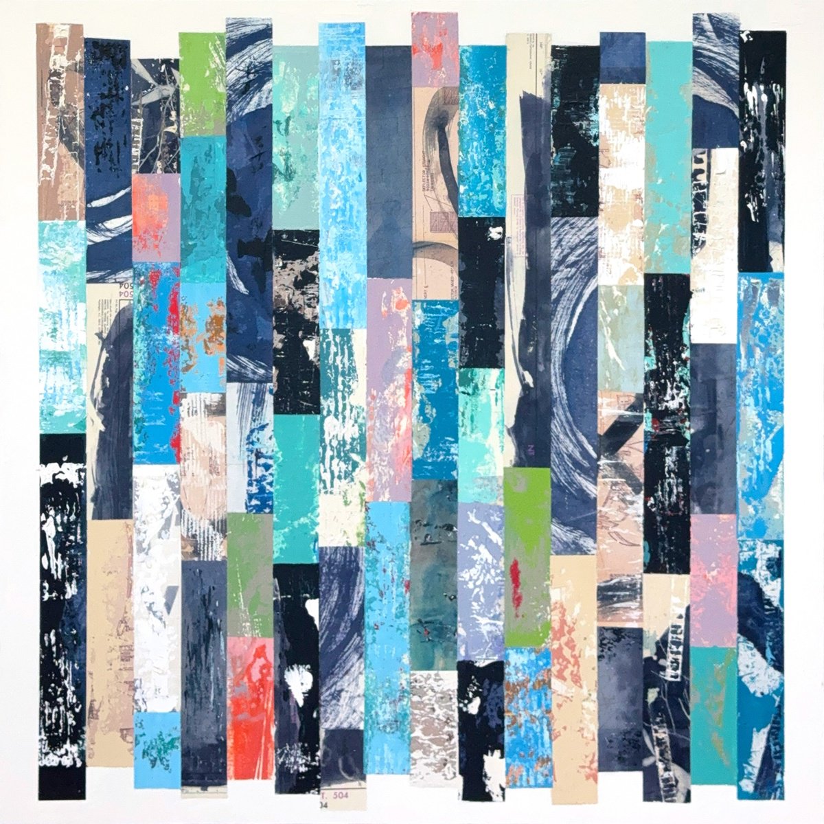 Geometric Abstract Collage By Adam Collier Noel, 36 X 36, Navigation, Original Artwork