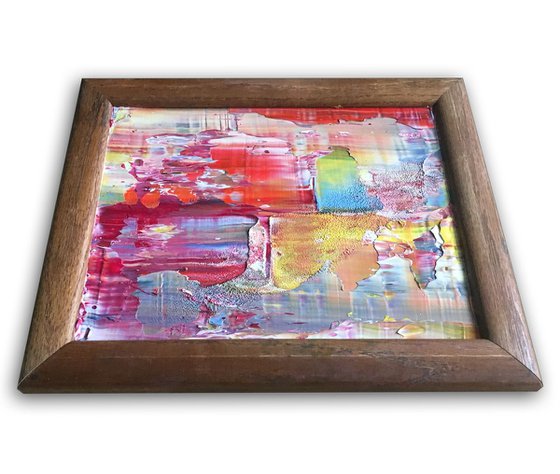 "Ingrained" - FREE SHIPPING to the USA - Original PMS Micro Painting On Glass, Framed - 13 x 10.5 inches