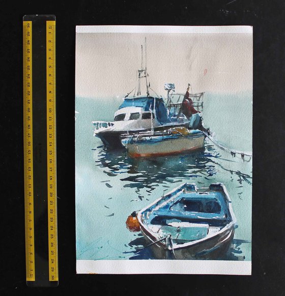 Boats Blue Sketch