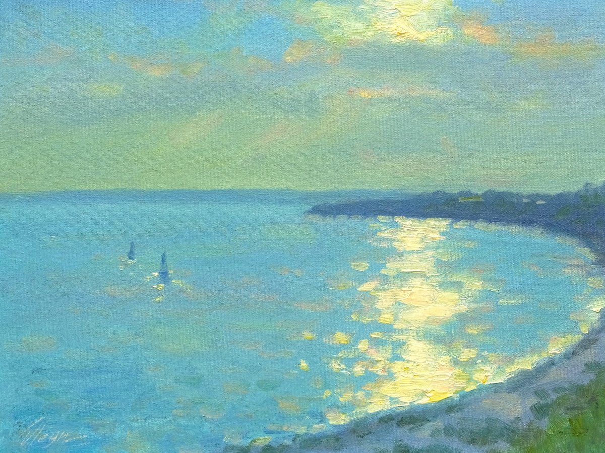 Impressionistic Landscape Oil Painting By Dmitry Oleyn, 16 X 12, Evening, Original Artwork