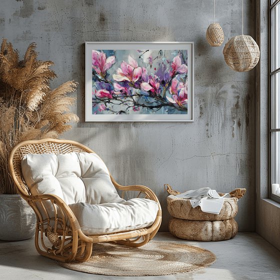 Magnolias on Beige