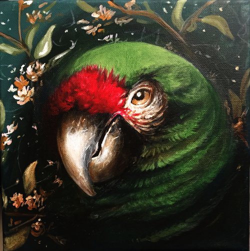 Green  original painting -20 x 20 cm by Valentina Toma' aka Zoe Chigi