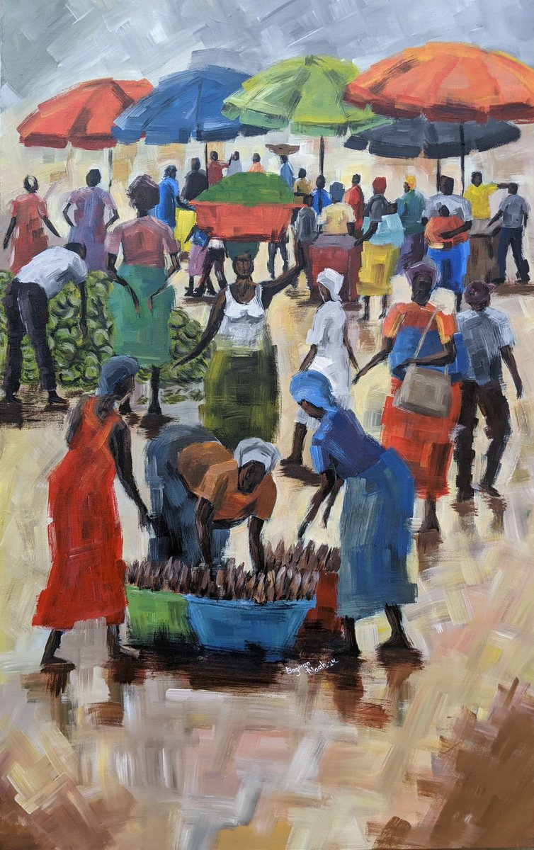 Impressionistic Portrait Acrylic Painting By Bugingo Noah, 20 X 31, Sunshine Ii, Original Artwork