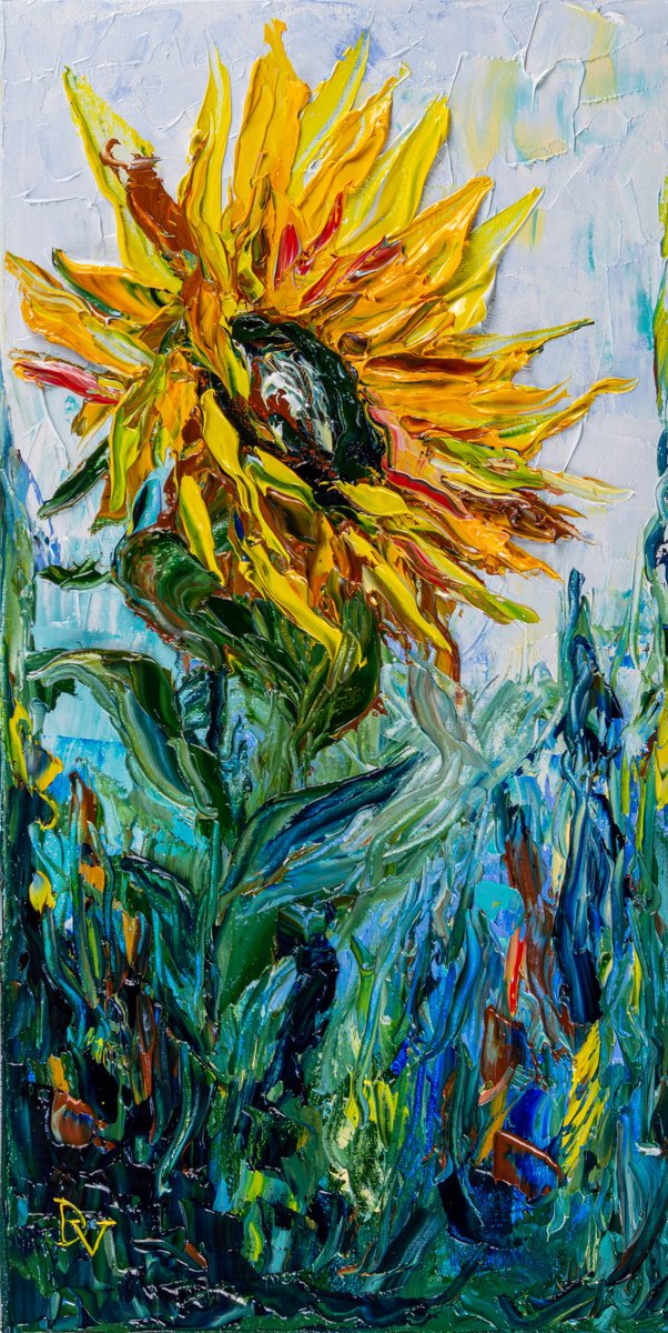 Impressionistic Botanical Oil Painting By Vladyslav Durniev, 8 X 16", Blooming Majesty, Original Artwork