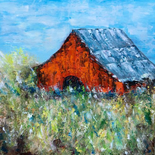 Old Red Barn 20"x20" by Emma Bell