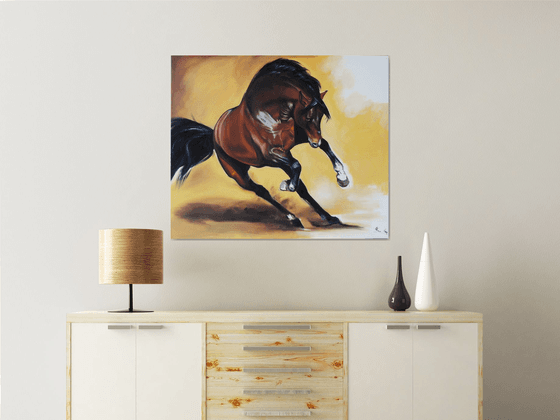 Brown horse running