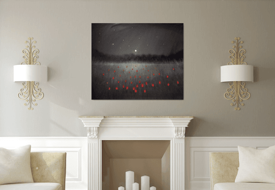 “Rose Field At Midnight” 120x100x4cm