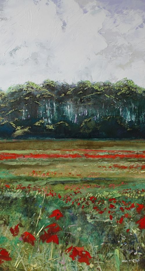 'For Our Tomorrows' Poppy Field Landscape Oil Painting. by Simon Jones