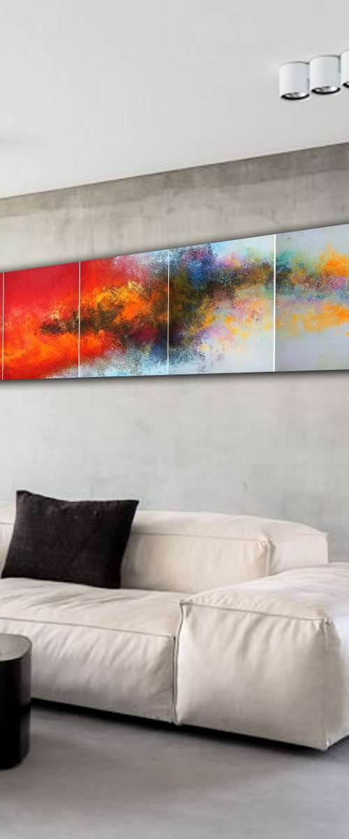 250x60cm. / Abstract Painting / © 2019 Alex Senchenko. / New Wave by Alex Senchenko