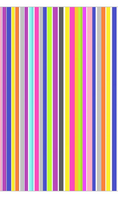 Abstraction art multi-colored yellow pink gray blue stripes by Kseniya Kovalenko