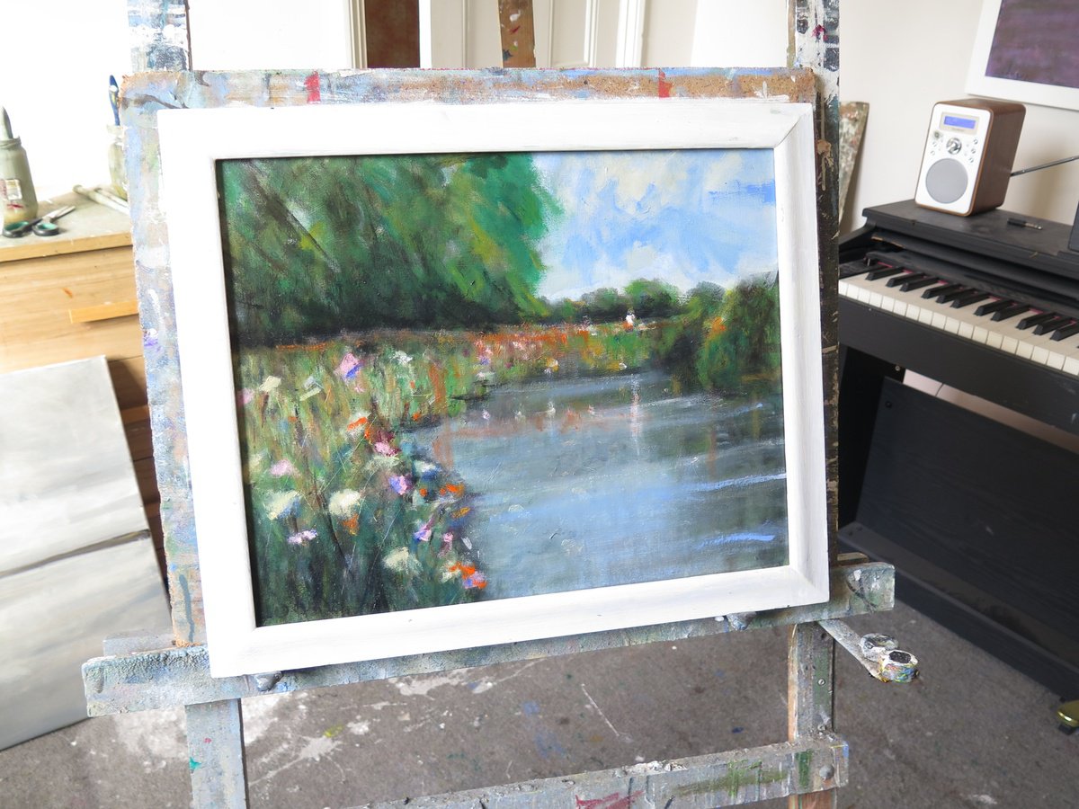 Impressionistic Landscape Oil Painting By Malcolm Ludvigsen, 21 X 17", River Derwent, June 9, Original Artwork