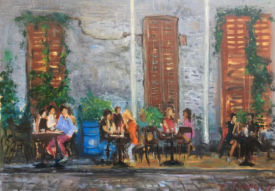 Cafe in South Tel Aviv, old Jaffa painting