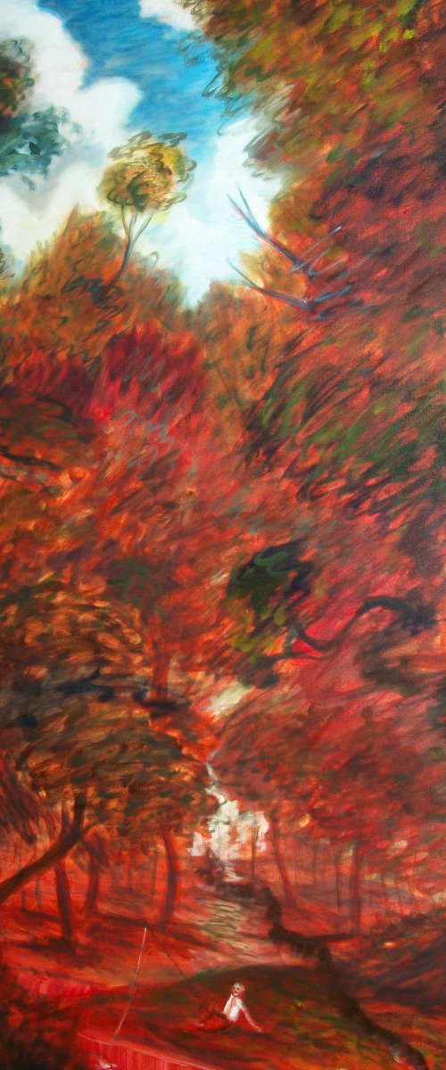 Playing in the Treehouse (Oil on Canvas 30x40 inch) by Jack Bagley