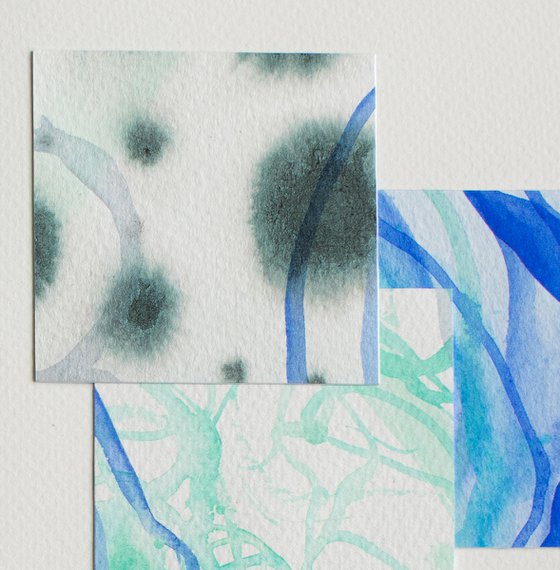 Calm blue and green colors abstract collage