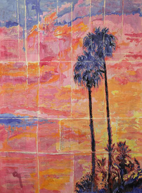 Sunset and Palm trees. by Marat Cherny