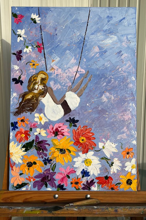 Woman Daisy Painting