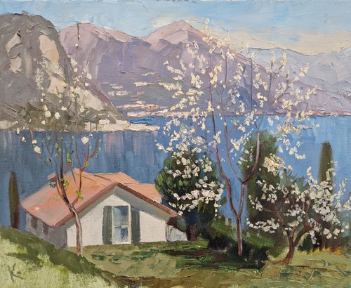 Landscape "Spring on Lake Como" by Olena Kolotova