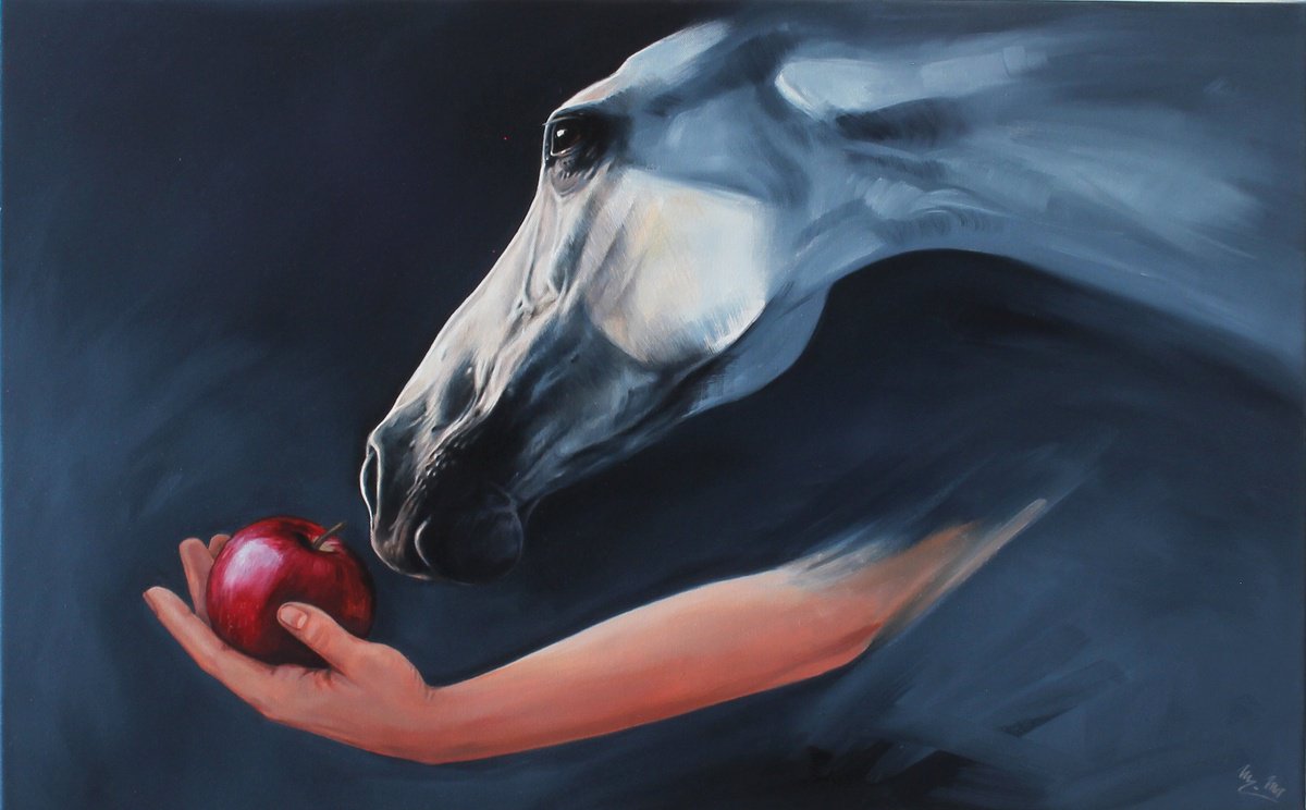 Surrealistic Oil Painting , Faith Is Born In Tenderness By Marie Madej, 31 X 20, Artwork For Sale On Artfinder