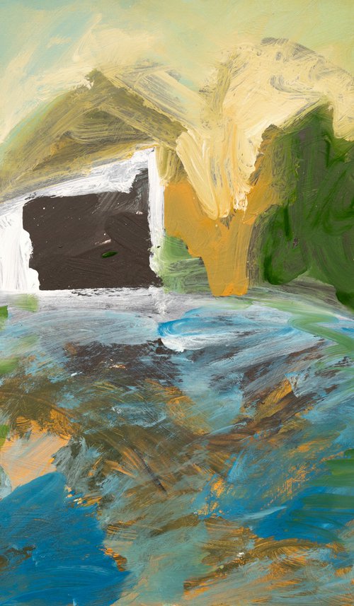 House with Pond by Elizabeth Anne Fox