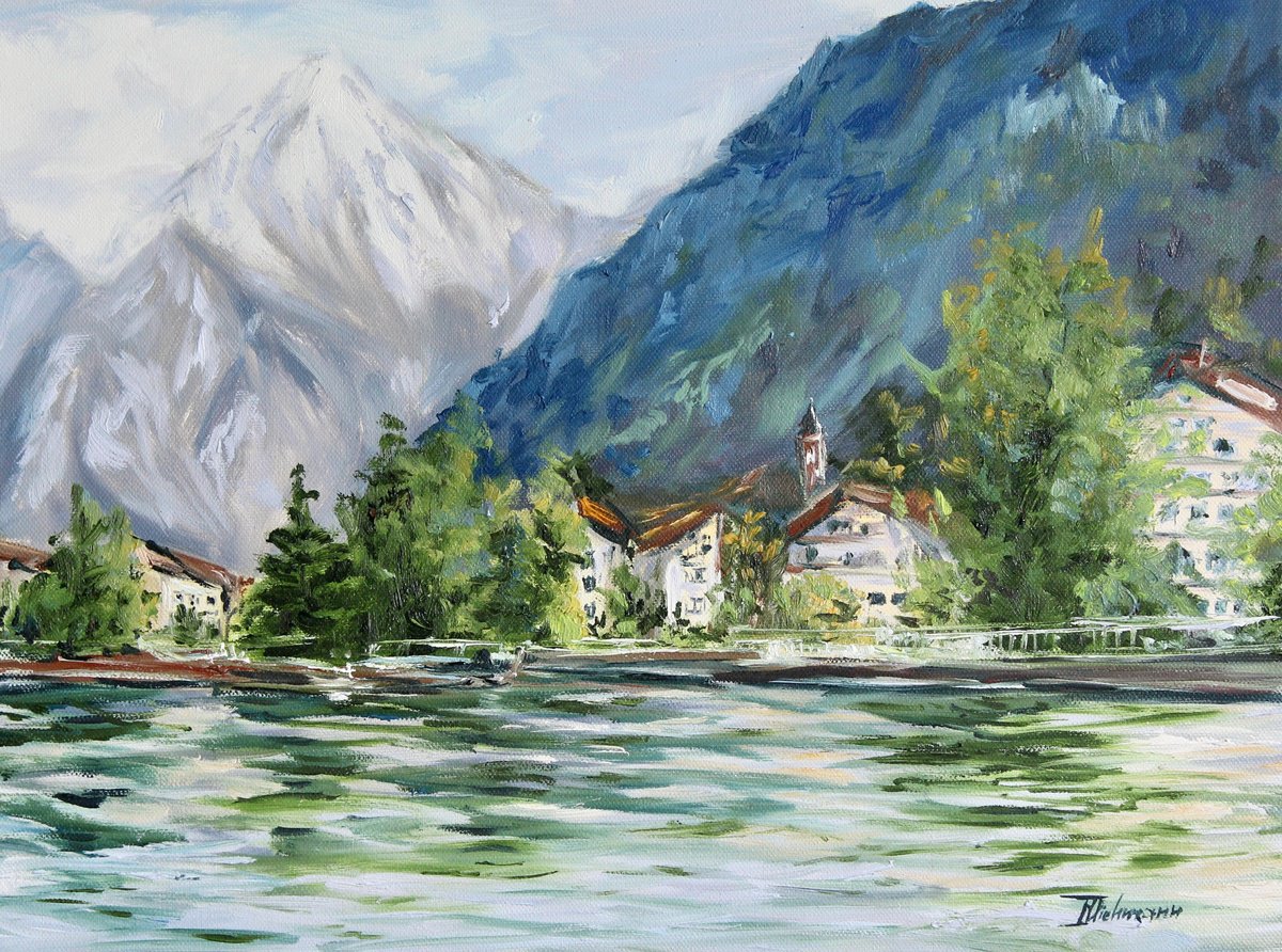 Impressionistic Landscape Oil Painting By Liza Illichmann, 16 X 12", Enchanting Waters, Original Artwork