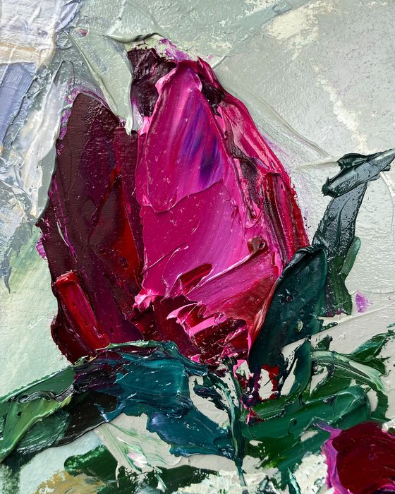 Red Roses Textured Painting